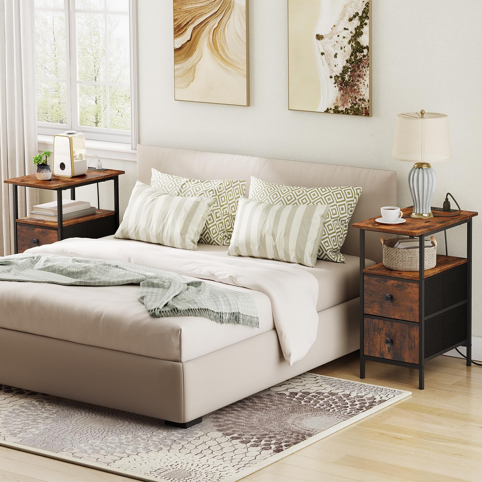 HOOBRO end table fits bedroom or living room setups with style