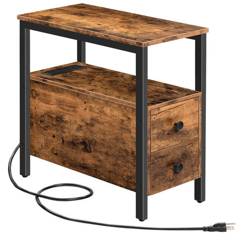 HOOBRO end table charging station: built-in outlets for convenient device charging.