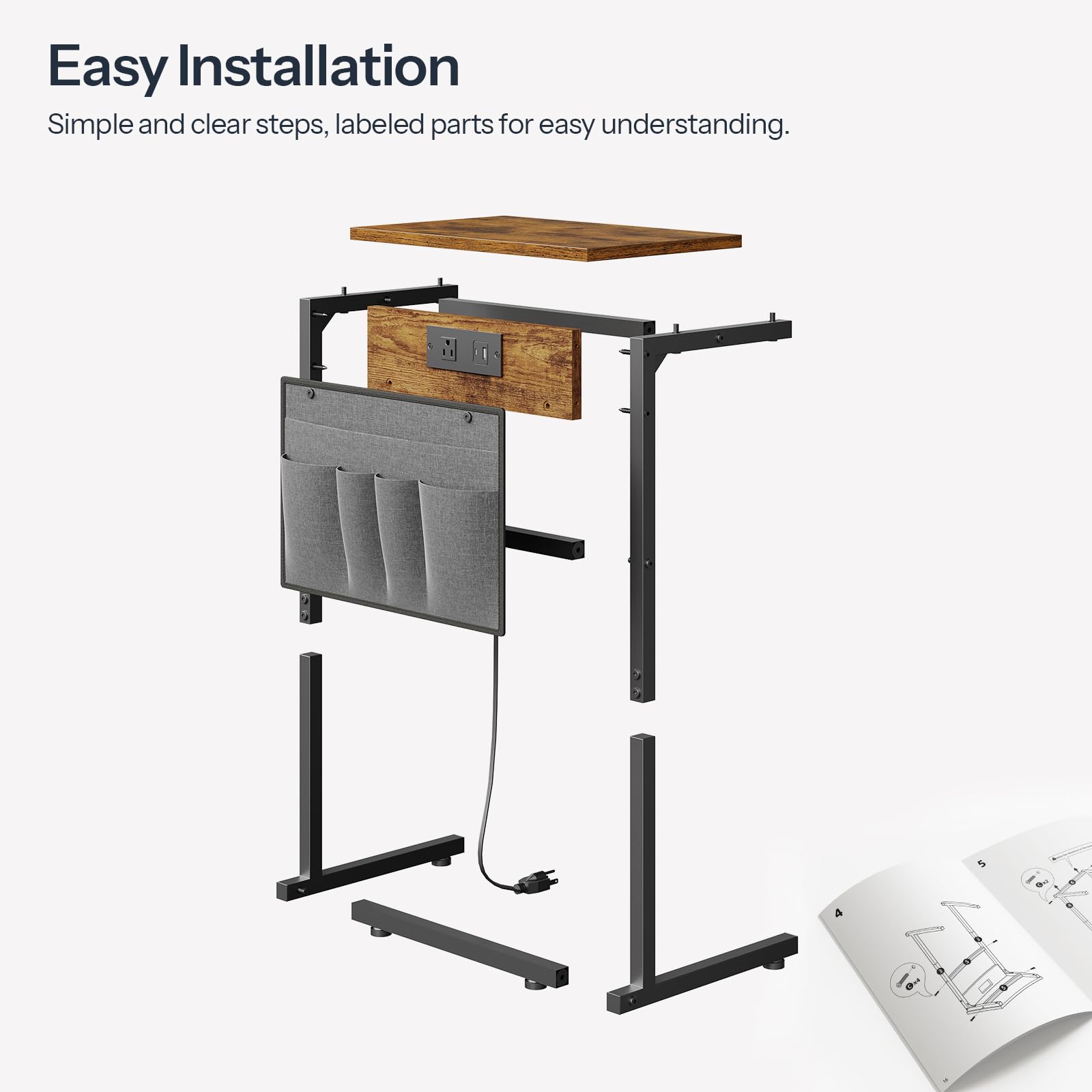 Compact HOOBRO end table dimensions fit small spaces