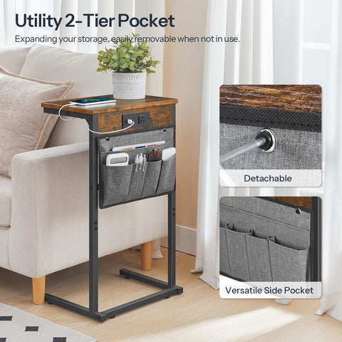 Sturdy HOOBRO end table with durable particleboard and metal frame