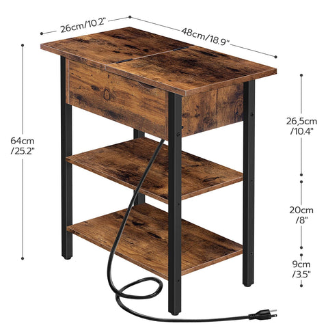 HOOBRO end table with flip-top drawer provides concealed storage and easy access.