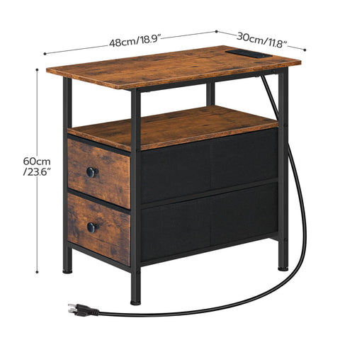 HOOBRO end table open drawer close-up shows practical organization