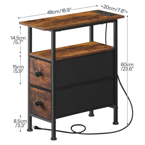 HOOBRO end table rustic brown and black finish with metal accents.