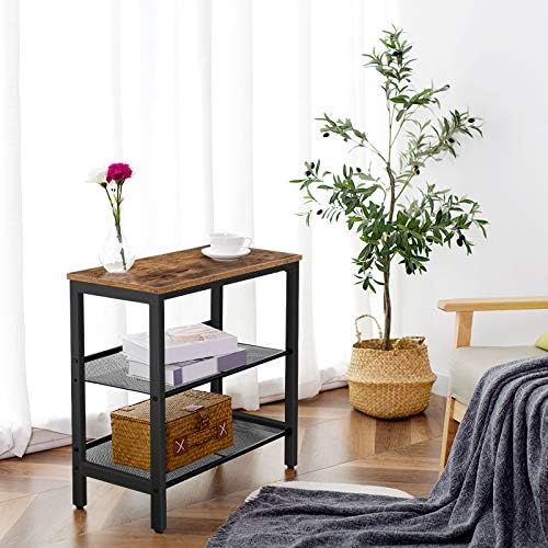 HOOBRO end table rustic brown and black finish adds character