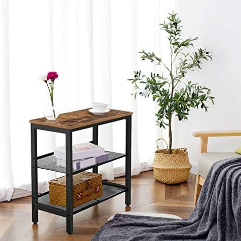 HOOBRO end table rustic brown and black finish adds character