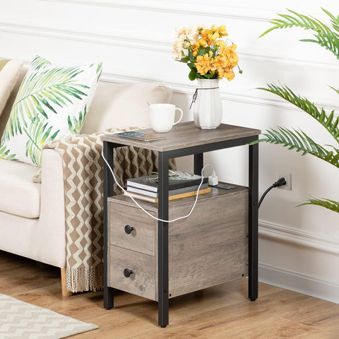 HOOBRO end table with adjustable feet protects floors and keeps the unit steady