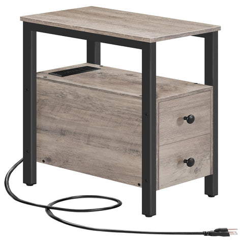 HOOBRO end table with charging station front view shows compact design and cable management