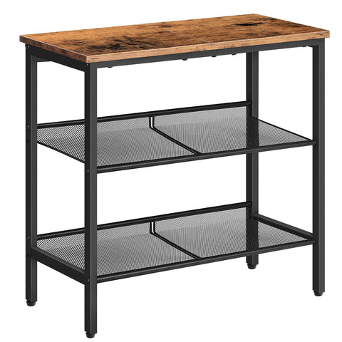 HOOBRO end table with wood-tone top and sturdy frame