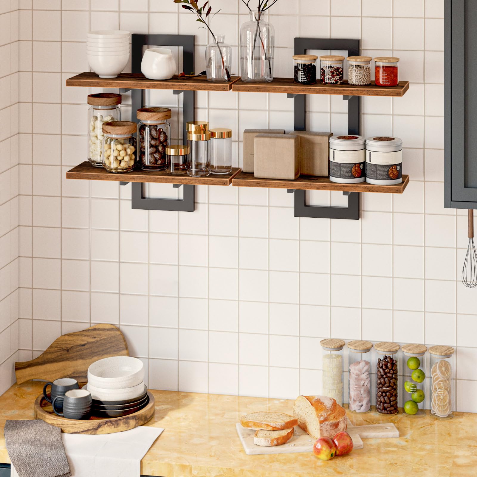 HOOBRO 2-tier shelves offer versatile mounting for corners or flat walls.