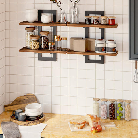HOOBRO 2-tier shelves offer versatile mounting for corners or flat walls.