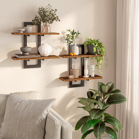 HOOBRO floating shelves with double-layer design for enhanced wall storage.