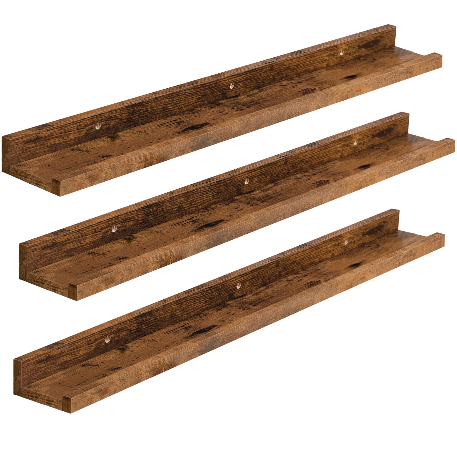 HOOBRO floating shelves 3-pack with raised edge for secure display.