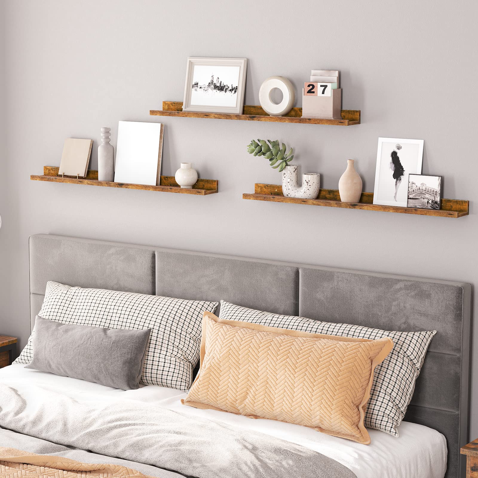 HOOBRO floating shelves 3-pack bathroom storage and organization.