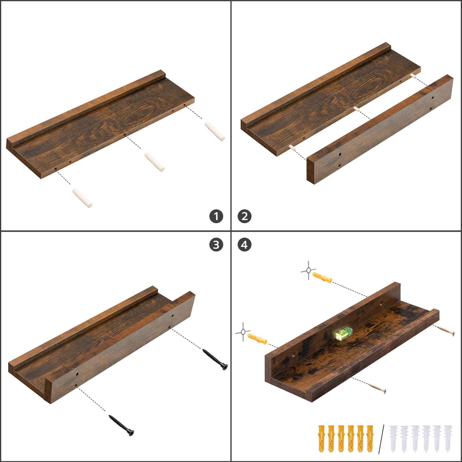 HOOBRO floating shelves 3-pack living room decor with space-saving design.
