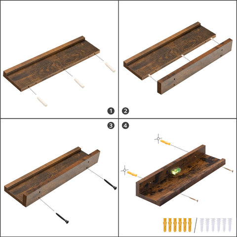 HOOBRO floating shelves 3-pack living room decor with space-saving design.