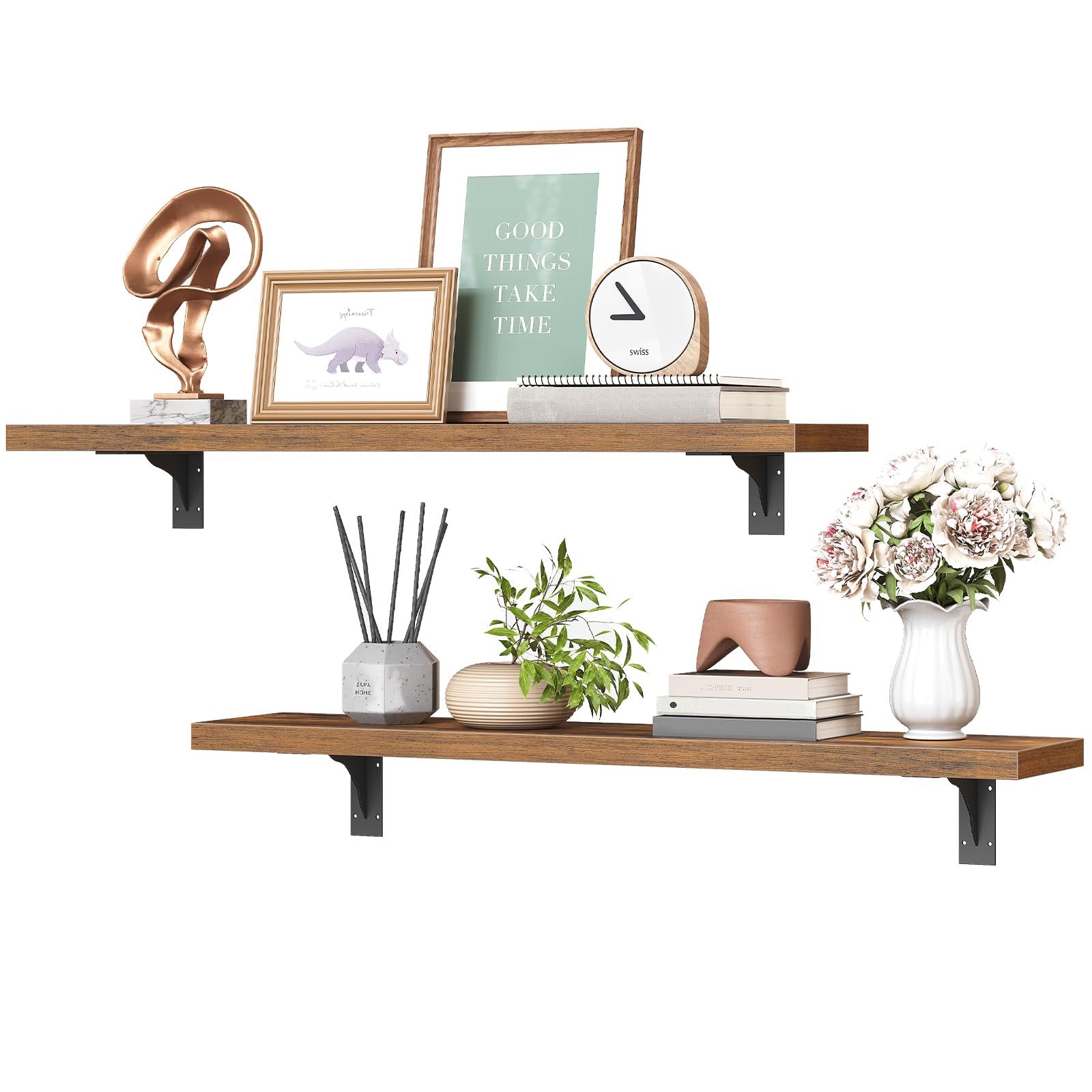 HOOBRO decorative shelves blend with rustic accents for cozy interiors.