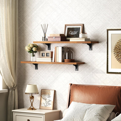 HOOBRO set of two floating shelves mounted for balanced organization on wall.