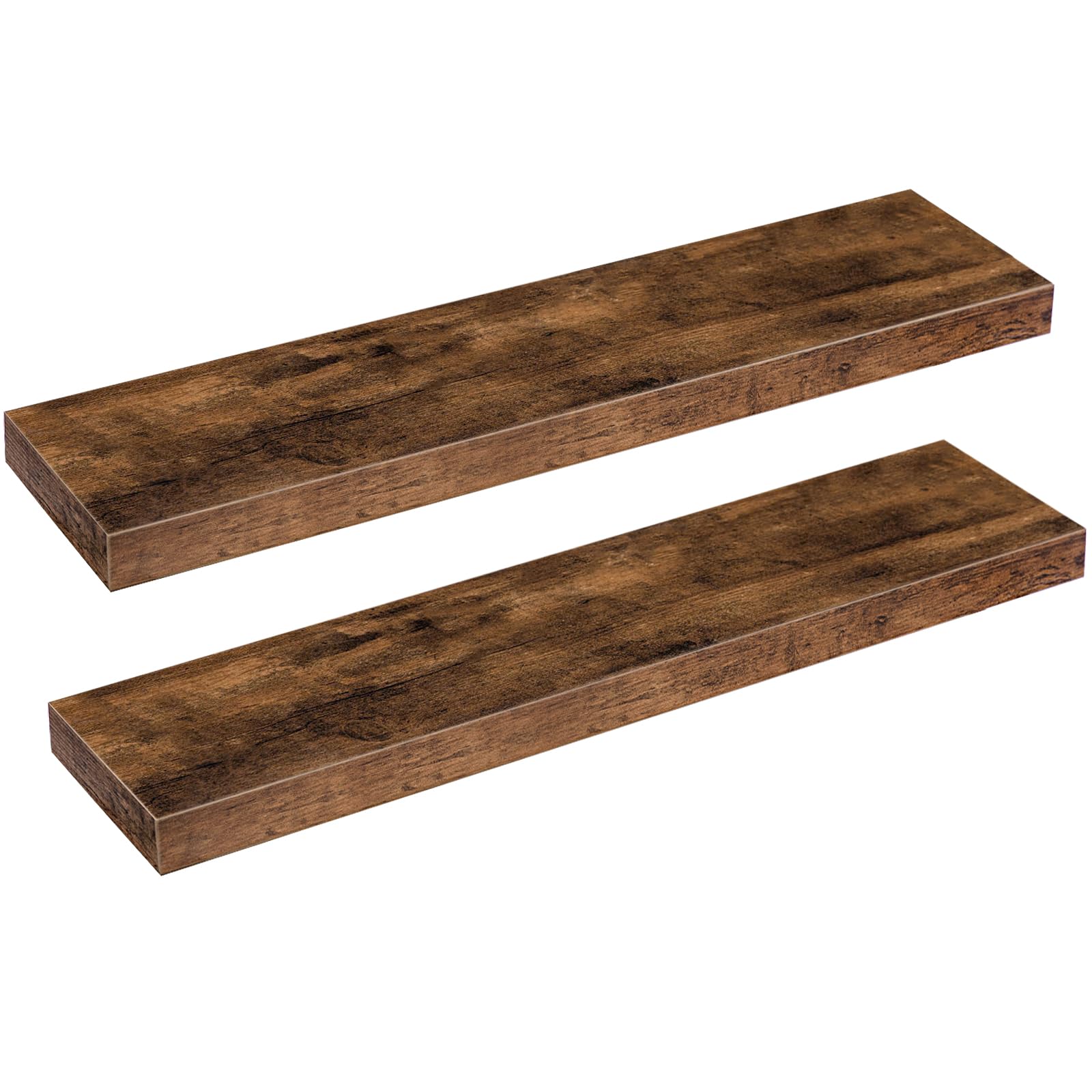 HOOBRO rustic brown floating shelf, 31.5-inch length, ideal for display and storage.