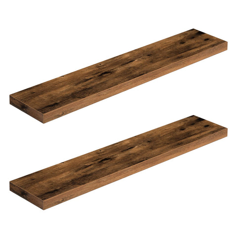 HOOBRO floating shelves on wall with rustic brown finish providing extra display space.