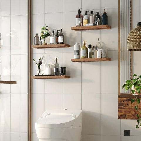 Invisible bracket design by HOOBRO keeps shelves sleek on walls.