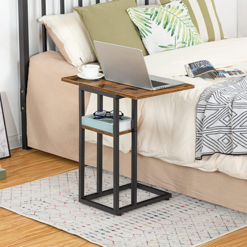 HOOBRO end table with adjustable feet stays level on uneven floors.