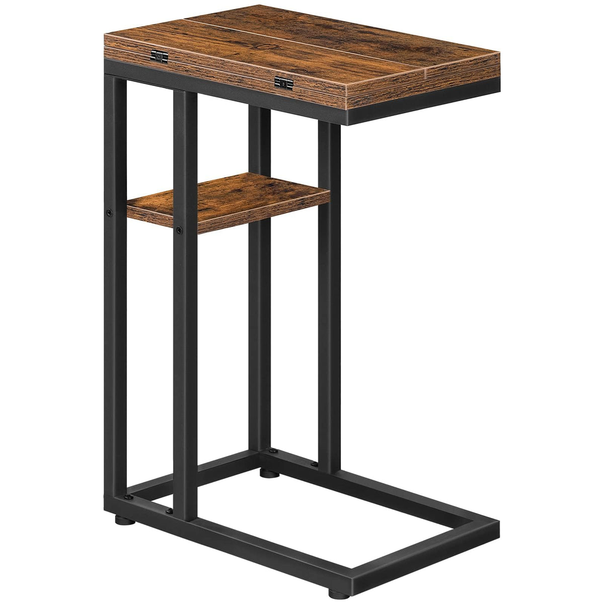 HOOBRO foldable end table with expanded C-shaped top for snacks or laptops.