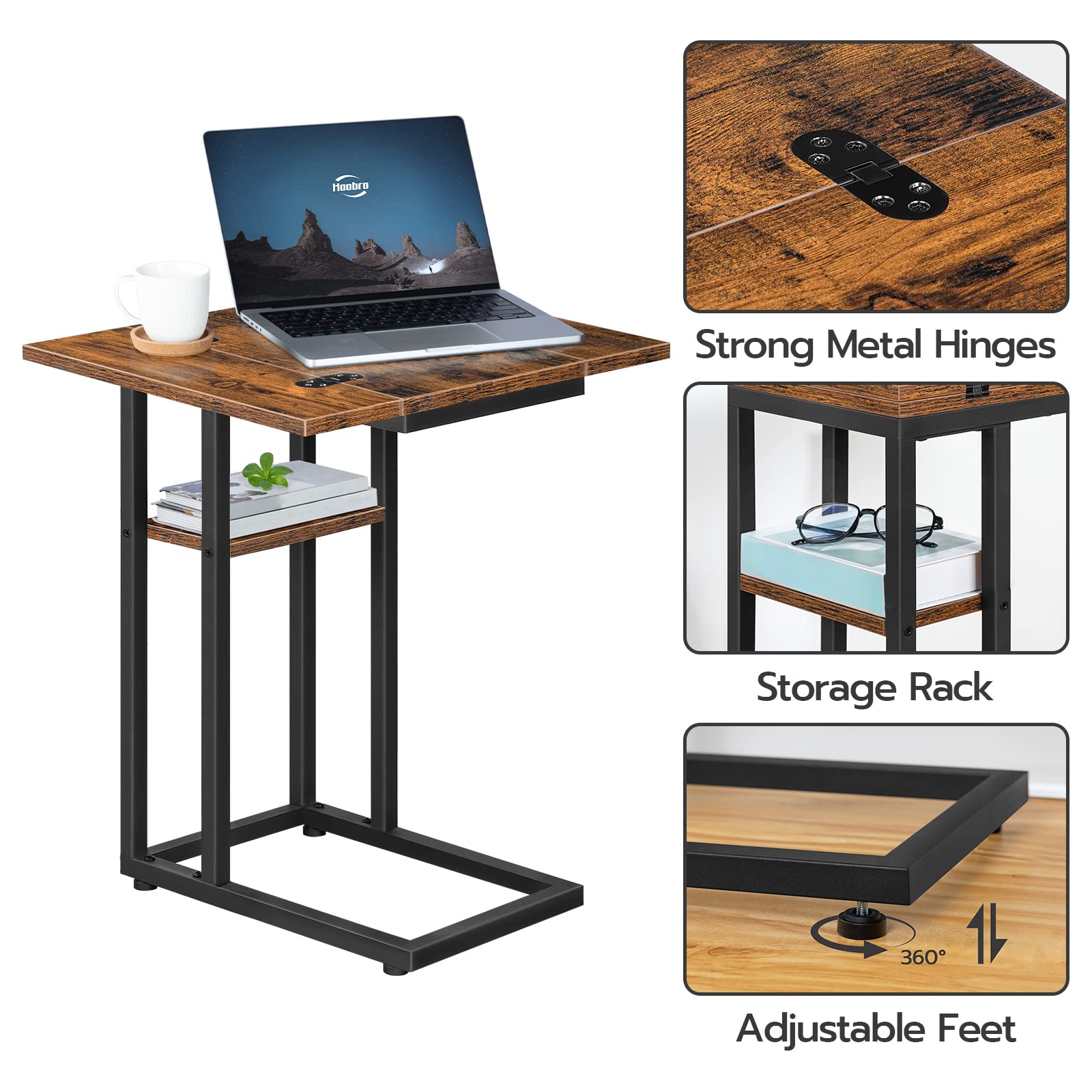 HOOBRO compact design fits small spaces while expanding surface when needed.