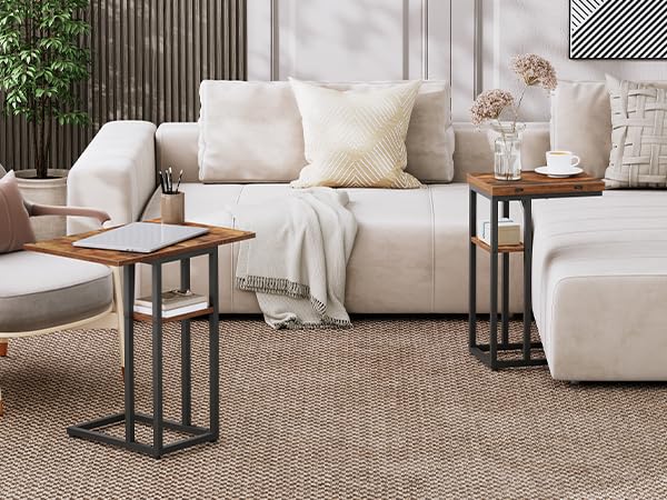 HOOBRO rustic brown finish adds warm style to living spaces.