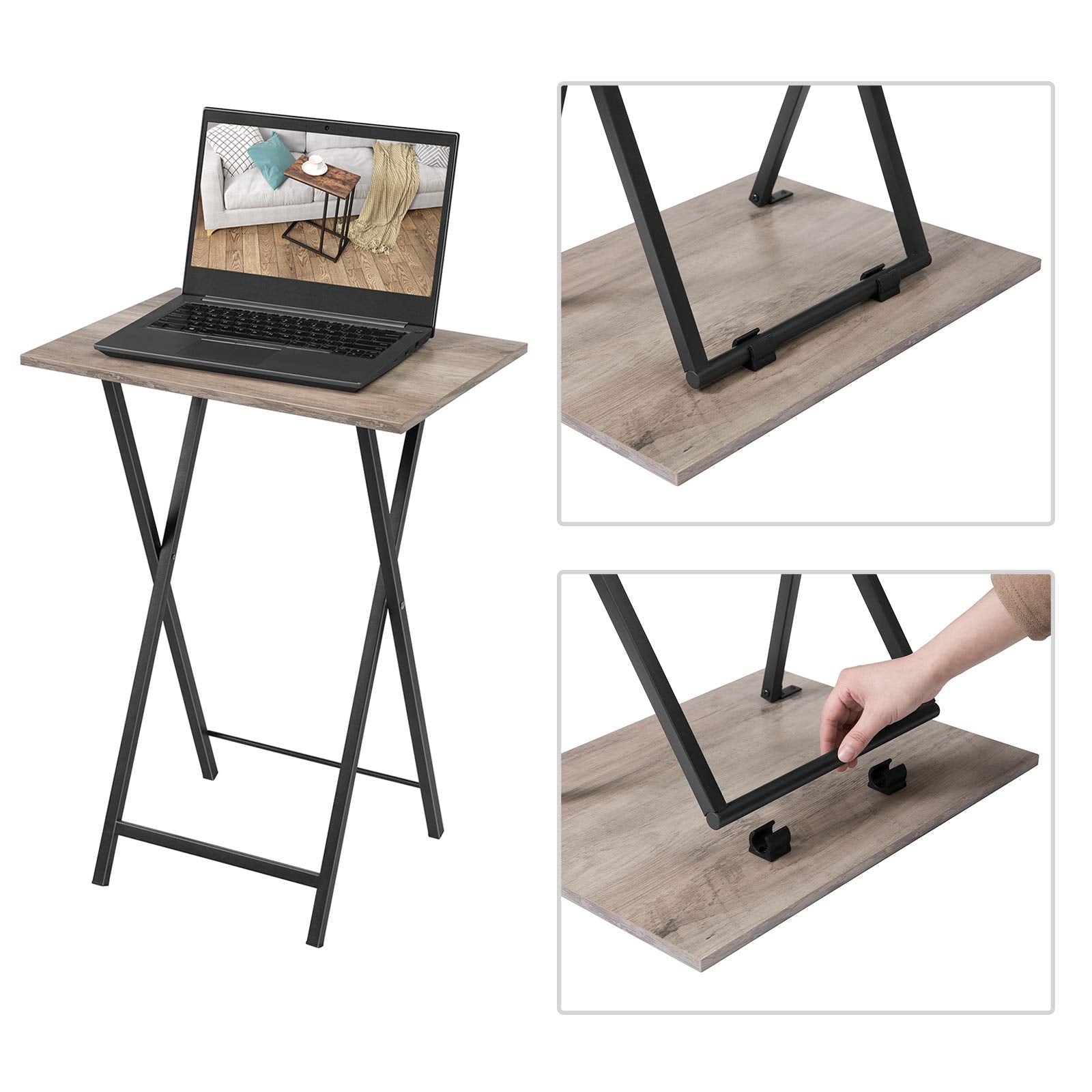 HOOBRO folding tray table in folded position for easy storage