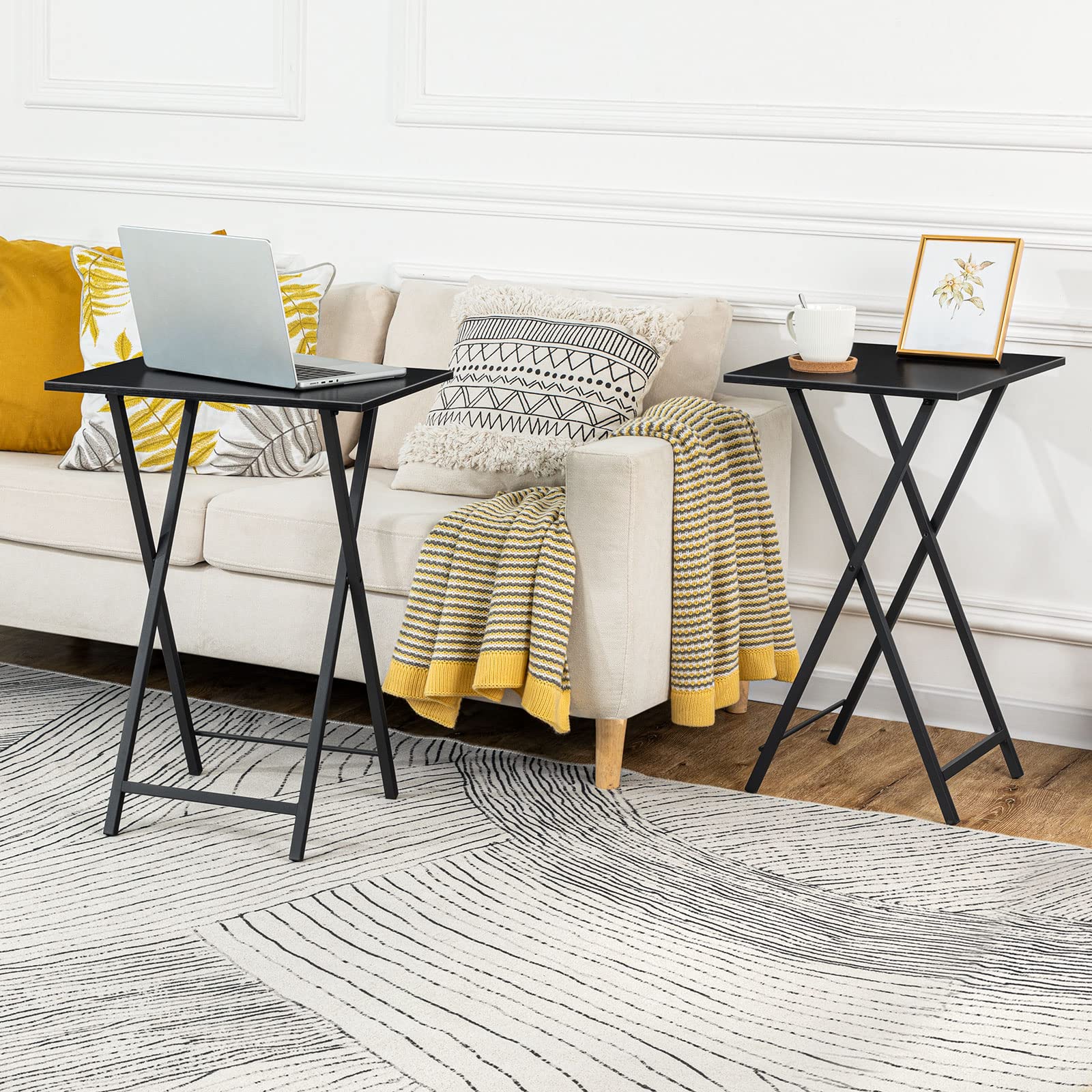 HOOBRO folding TV tray table with 18.9 by 14.2 inch surface for snacks.