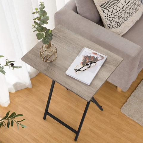 HOOBRO TV tray tables serving meals and beverages on couch
