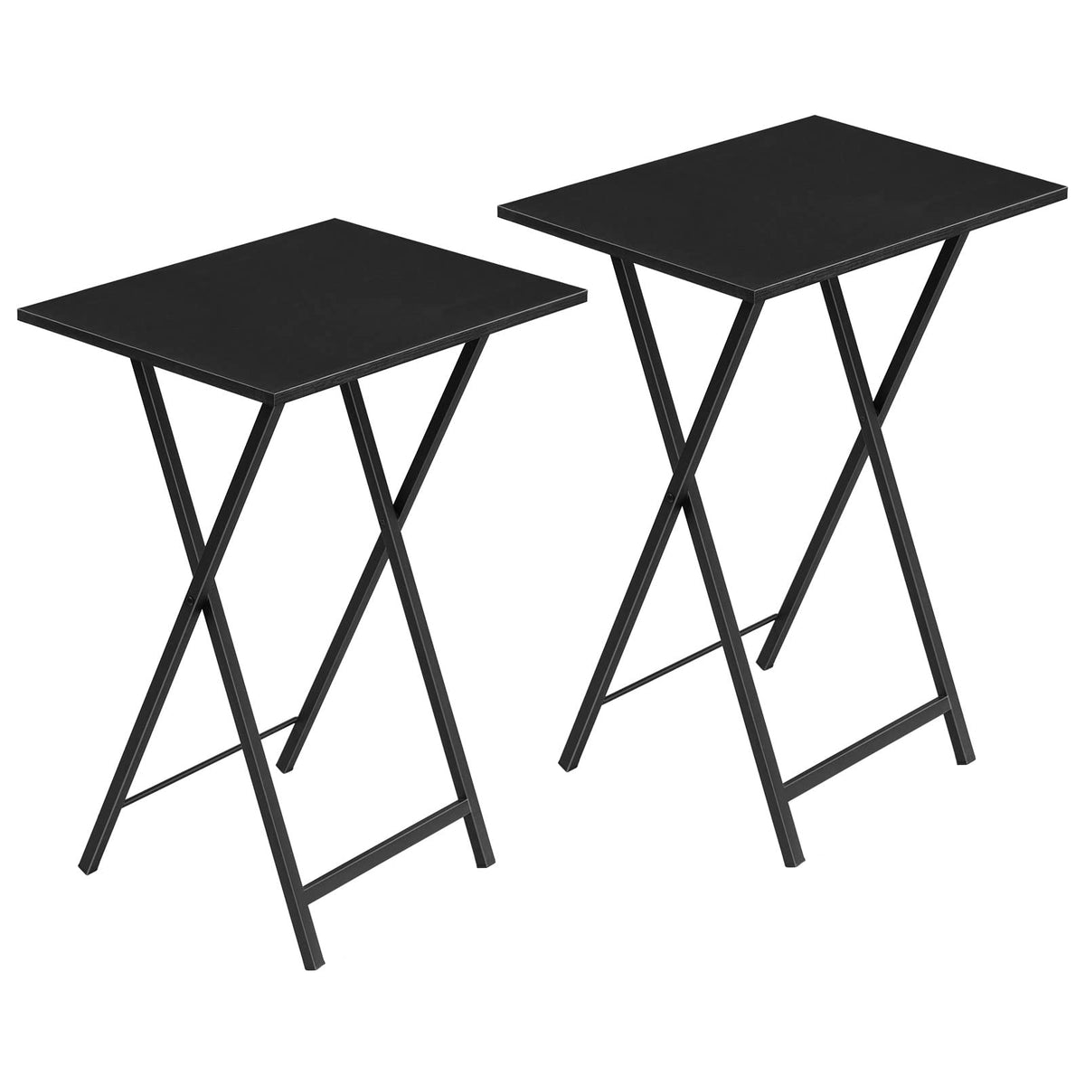 HOOBRO folding TV tray table set of 2 open side view for couch dining.