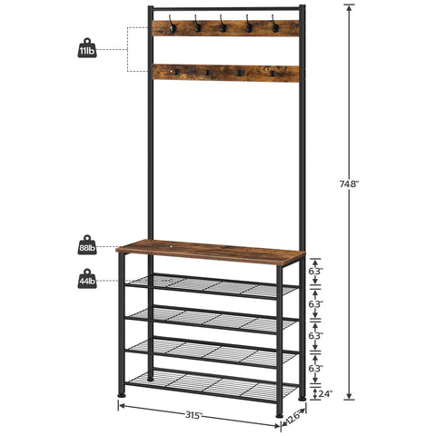 HOOBRO hall tree adjustable feet ensure stability on uneven floors.