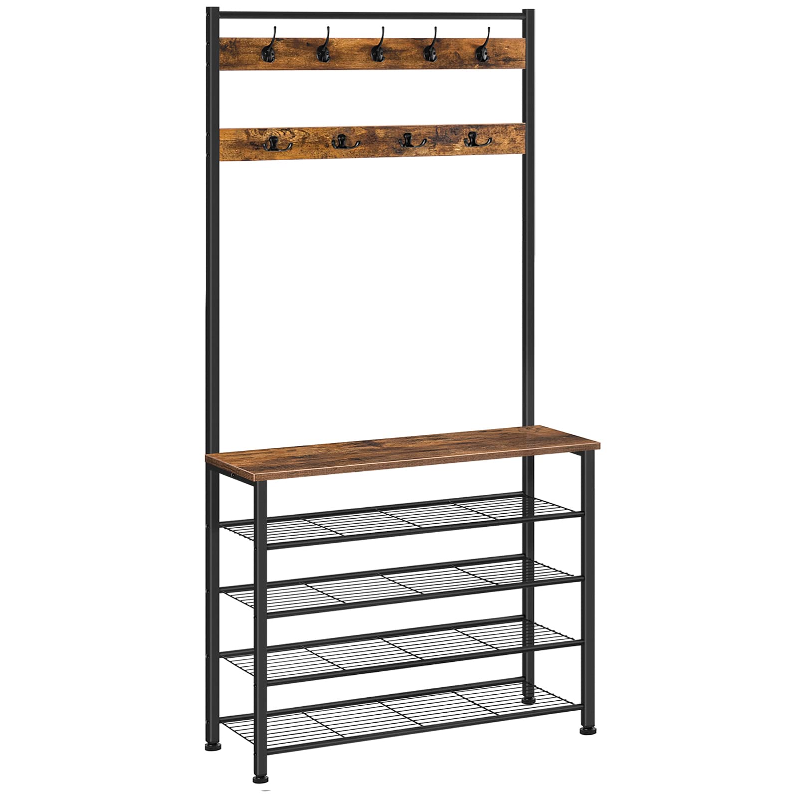 HOOBRO hall tree coat rack bench shows integrated seating and coat storage.
