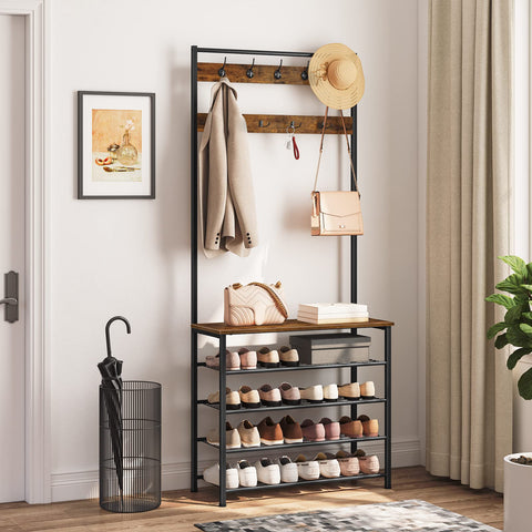 HOOBRO hall tree entryway setup showcases compact footprint for foyers.