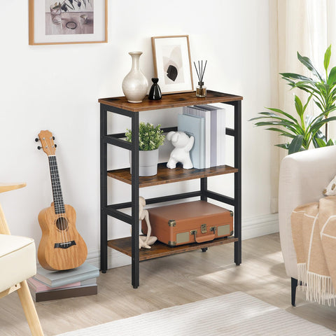 HOOBRO industrial bookcase with side fence for secure display of books and records.