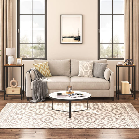 HOOBRO industrial end table with adjustable mesh shelves for storage