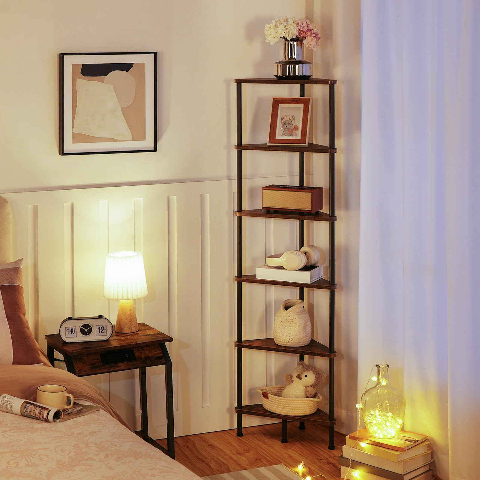 HOOBRO industrial metal frame shelf for durable corner storage