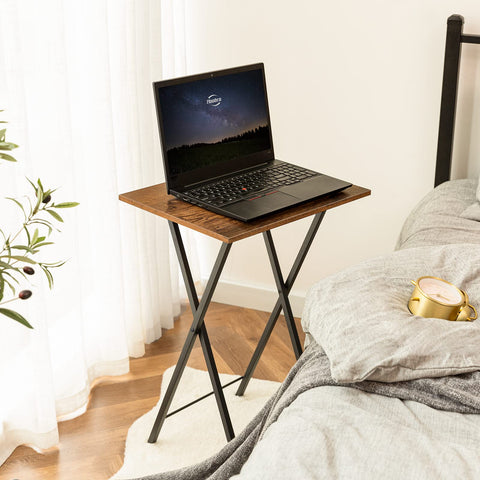 HOOBRO industrial metal frame offers sturdy support for laptops, meals, and decor.