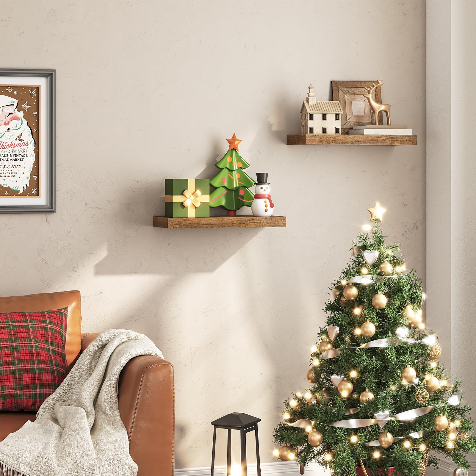 HOOBRO invisible brackets provide a clean look and sturdy support for wall shelves