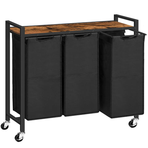 HOOBRO laundry sorter front view with three compartments for organized laundry
