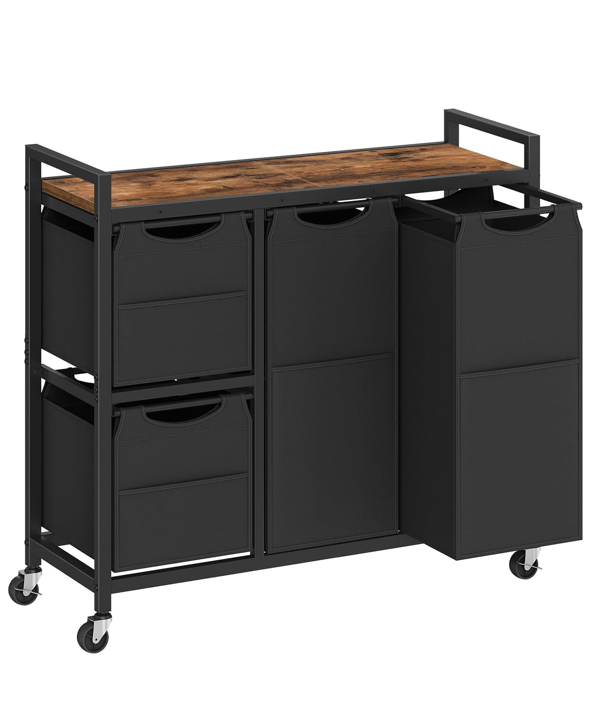 HOOBRO laundry sorter 4-section front view shows organized separation and easy access.
