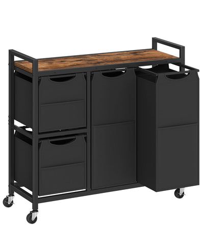 HOOBRO laundry sorter 4-section front view shows organized separation and easy access.