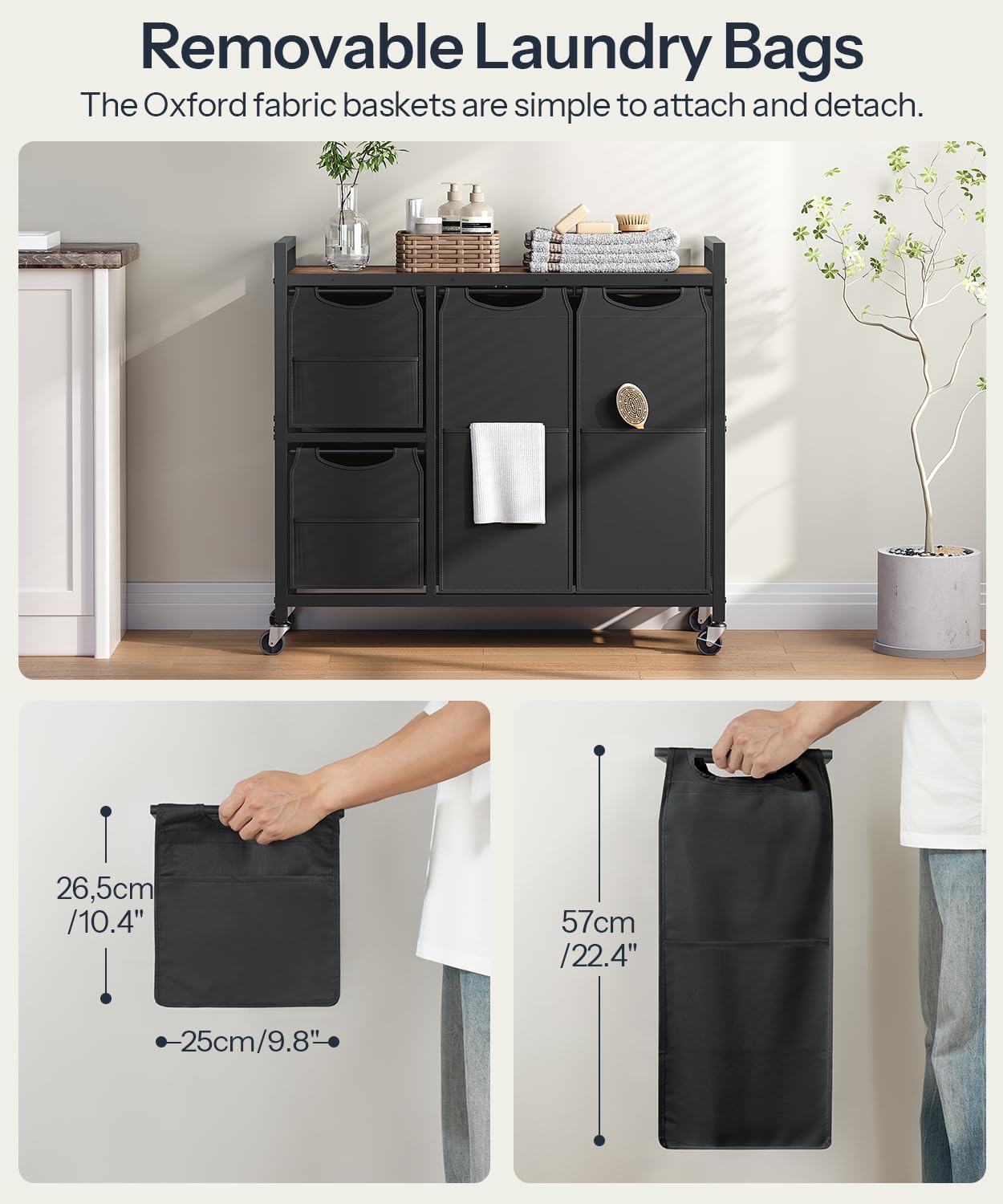 HOOBRO removable bags highlight easy transport to washer without extra trips.