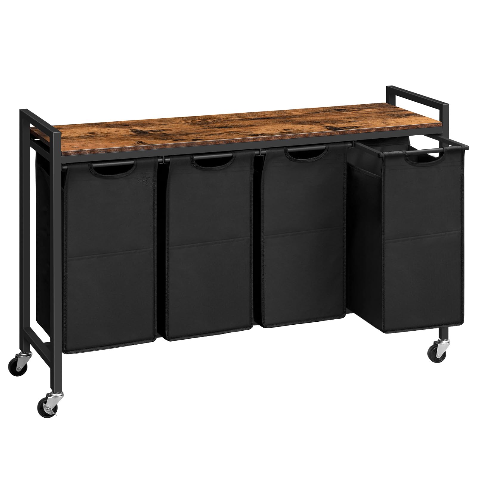 HOOBRO laundry sorter top shelf holds detergents for easy access.