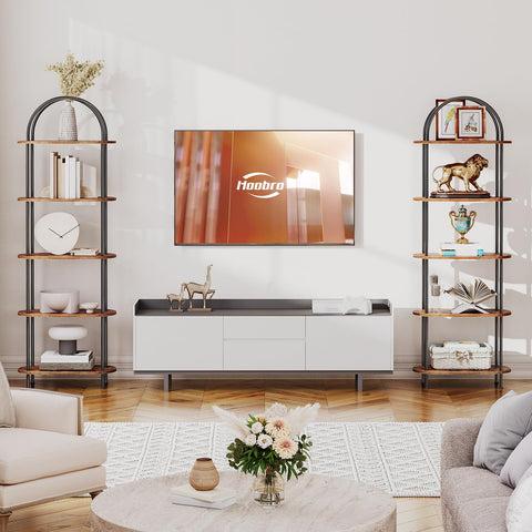HOOBRO living room display rack showcases books and accents elegantly.