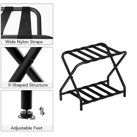 HOOBRO luggage rack two-layer design organizing suitcases and daily items