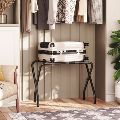 HOOBRO luggage rack in bedroom setup for organized packing