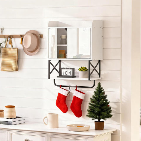 HOOBRO cabinet shows hidden storage behind mirrored doors for privacy