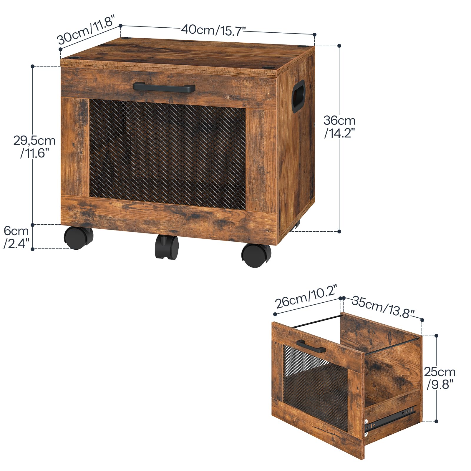 HOOBRO mobile filing cabinet on casters for flexible setup